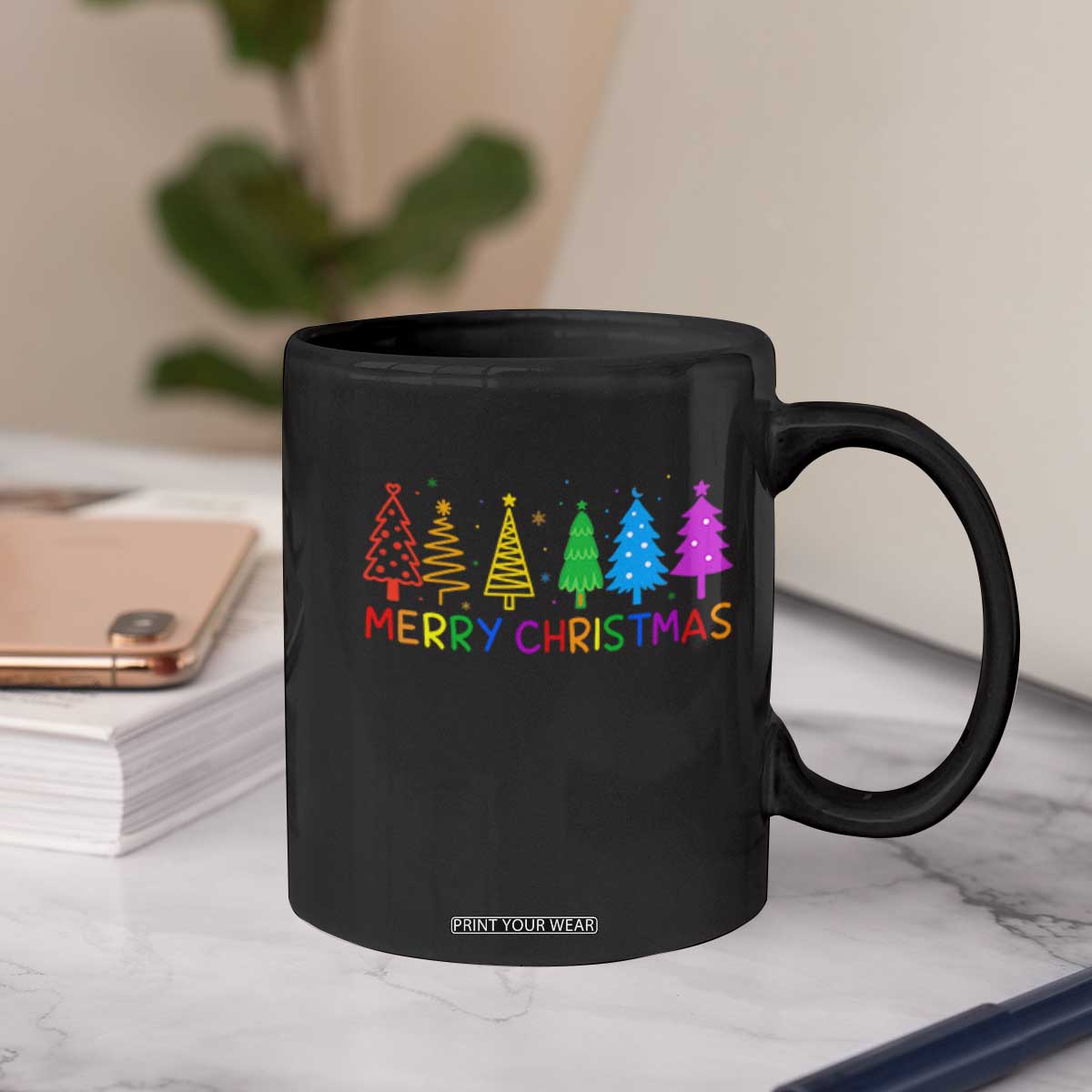Colorful Rainbow Christmas Trees Coffee Mug Merry Xmas Fun Festive Holiday Pride Gift TS02 Print Your Wear