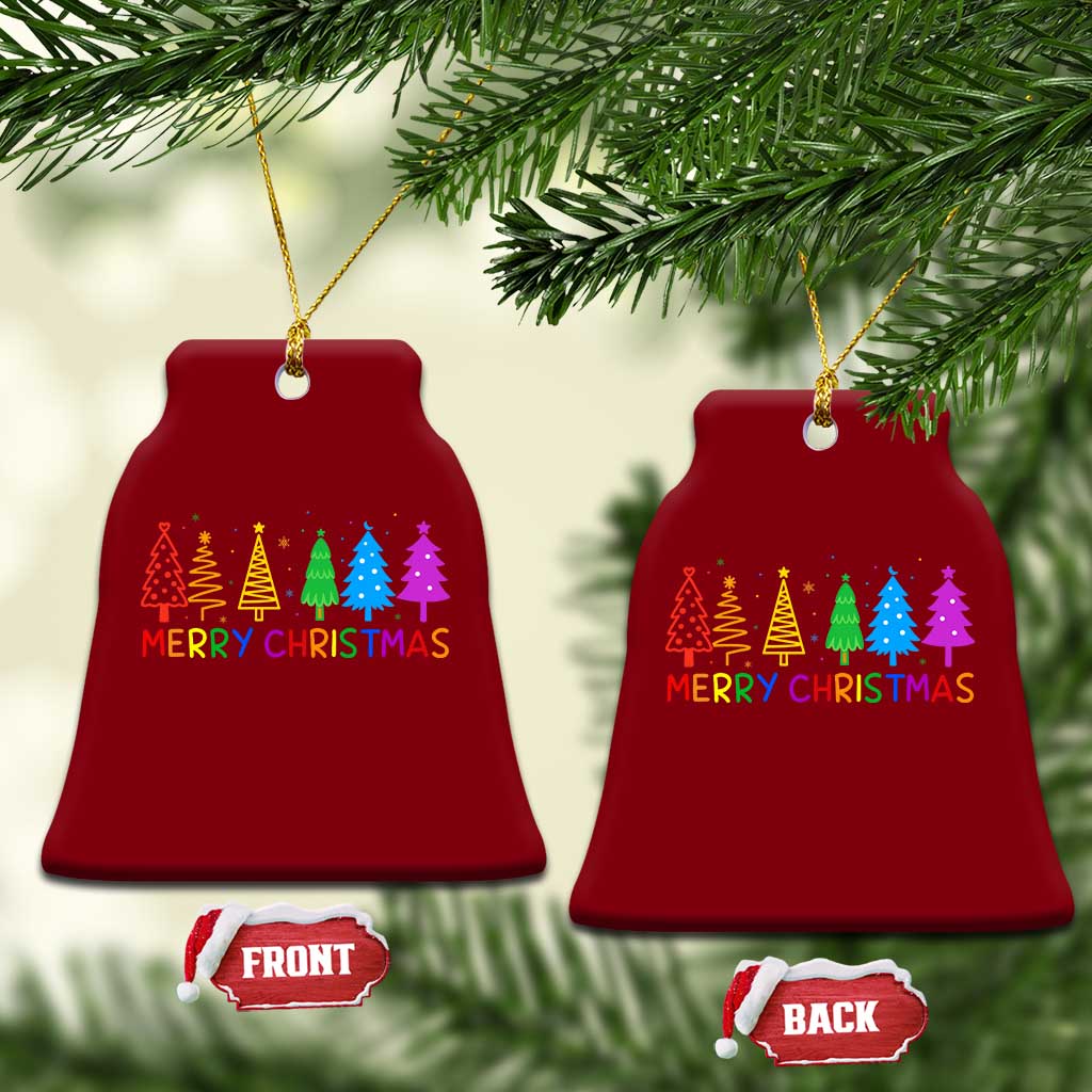 Colorful Rainbow Christmas Trees Ceramic Ornament Merry Xmas Fun Festive Holiday Pride Gift TS02 Print Your Wear