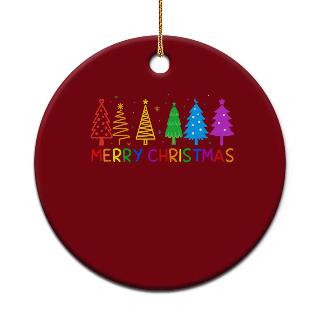 Colorful Rainbow Christmas Trees Ceramic Ornament Merry Xmas Fun Festive Holiday Pride Gift TS02 1pc Red Print Your Wear