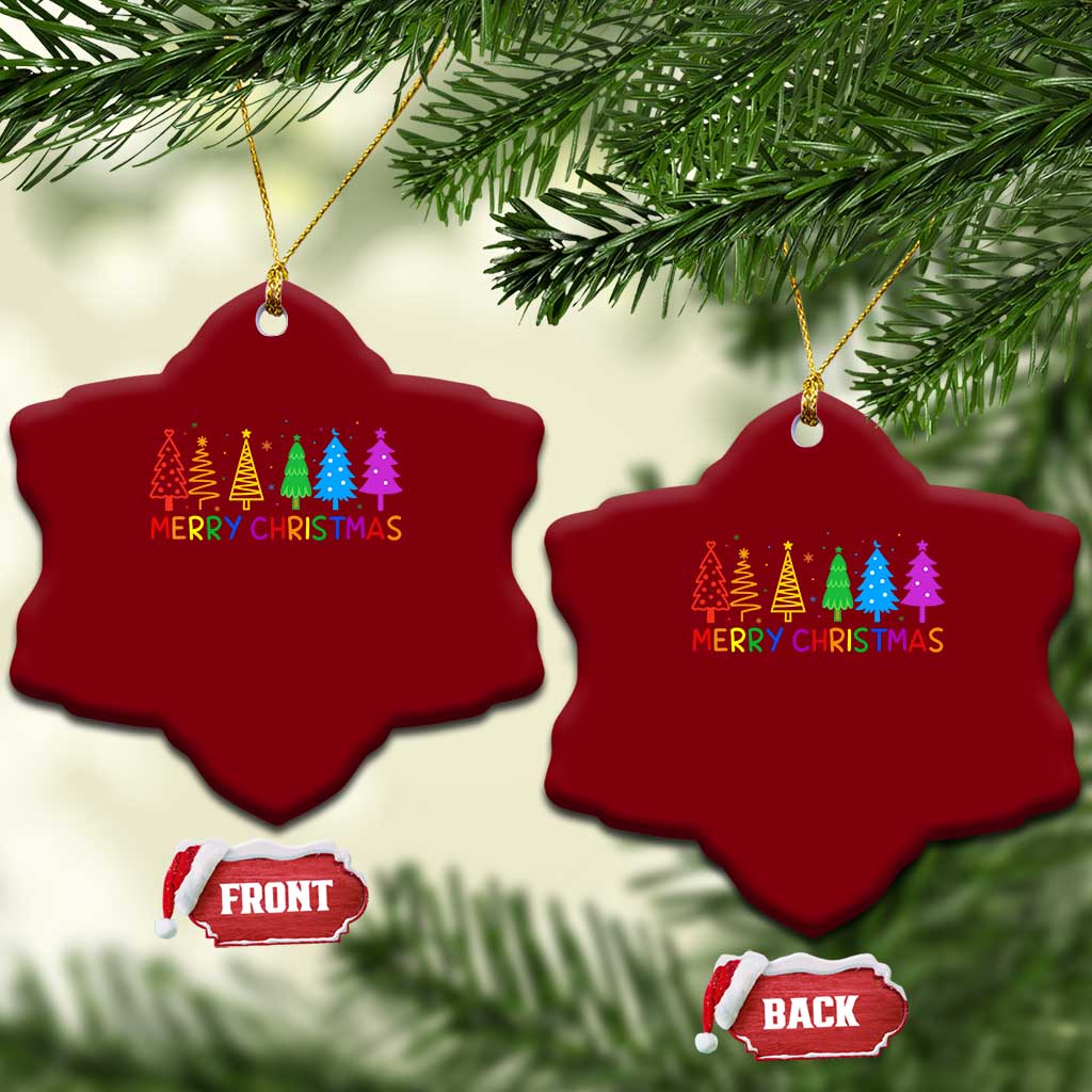 Colorful Rainbow Christmas Trees Ceramic Ornament Merry Xmas Fun Festive Holiday Pride Gift TS02 Print Your Wear