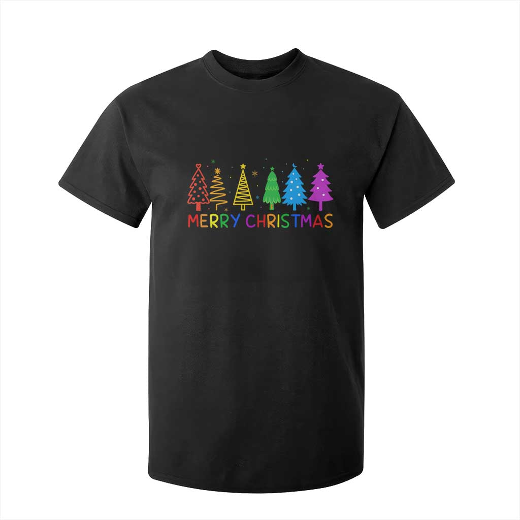 Colorful Rainbow Christmas Trees T Shirt For Kid Merry Xmas Fun Festive Holiday Pride Gift TS02 Black Print Your Wear
