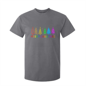 Colorful Rainbow Christmas Trees T Shirt For Kid Merry Xmas Fun Festive Holiday Pride Gift TS02 Charcoal Print Your Wear