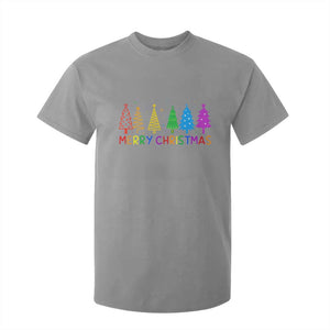 Colorful Rainbow Christmas Trees T Shirt For Kid Merry Xmas Fun Festive Holiday Pride Gift TS02 Sport Gray Print Your Wear