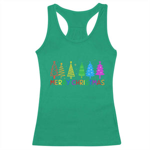 Colorful Rainbow Christmas Trees Racerback Tank Top Merry Xmas Fun Festive Holiday Pride Gift TS02 Irish Green Print Your Wear