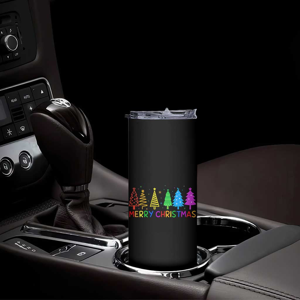 Colorful Rainbow Christmas Trees Skinny Tumbler Merry Xmas Fun Festive Holiday Pride Gift TS02 Print Your Wear