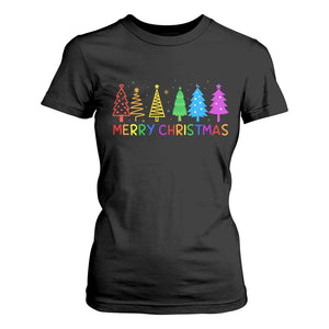 Colorful Rainbow Christmas Trees T Shirt For Women Merry Xmas Fun Festive Holiday Pride Gift TS02 Black Print Your Wear