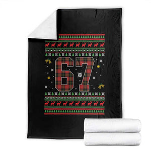 67 Christmas Red Plaid Throw Blanket Funny Six Seven Meme Holiday Vibes Graphic TS02 Black Print Your Wear