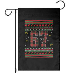 67 Christmas Red Plaid Garden Flag Funny Six Seven Meme Holiday Vibes Graphic TS02 Black Print Your Wear