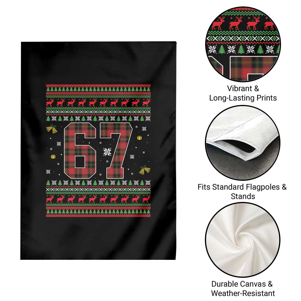 67 Christmas Red Plaid Garden Flag Funny Six Seven Meme Holiday Vibes Graphic TS02 Print Your Wear