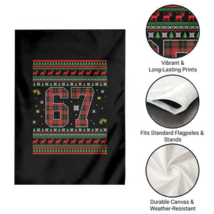 67 Christmas Red Plaid Garden Flag Funny Six Seven Meme Holiday Vibes Graphic TS02 Print Your Wear