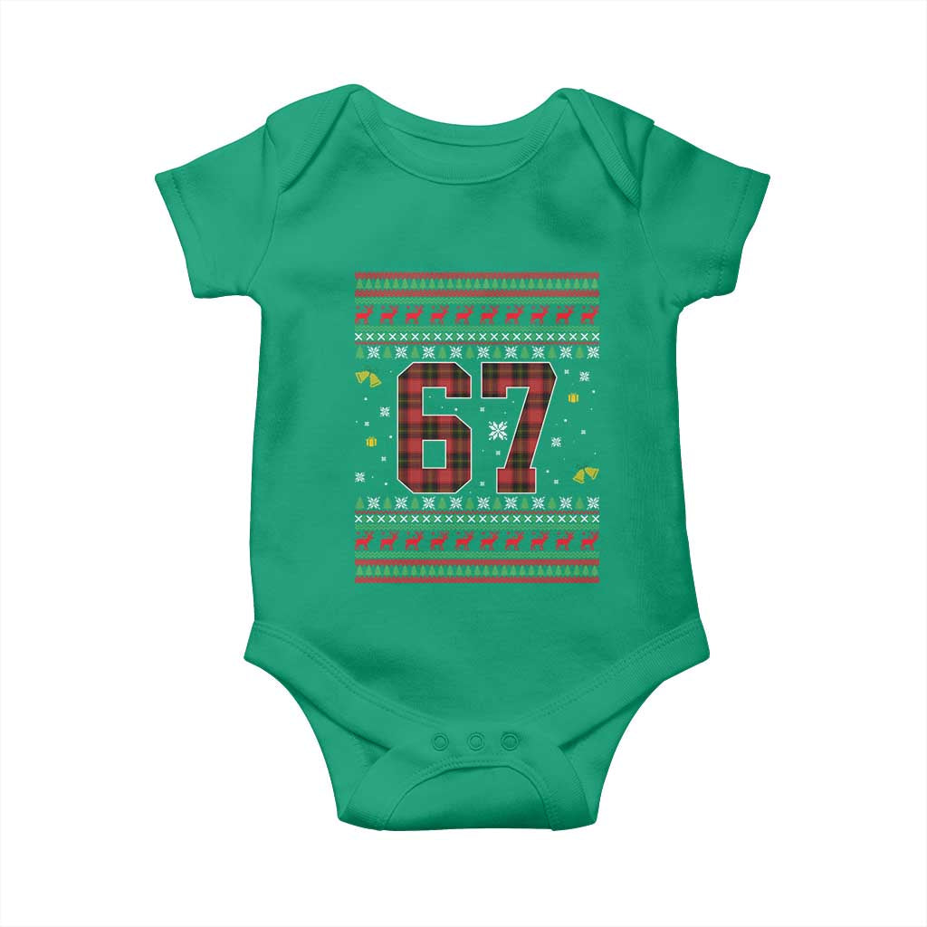 67 Christmas Red Plaid Baby Onesie Funny Six Seven Meme Holiday Vibes Graphic TS02 Irish Green Print Your Wear