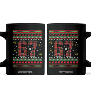 67 Christmas Red Plaid Coffee Mug Funny Six Seven Meme Holiday Vibes Graphic TS02 Black Print Your Wear