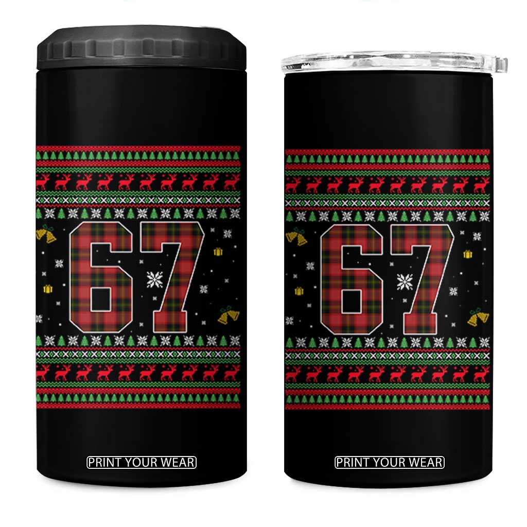 67 Christmas Red Plaid 4 in 1 Can Cooler Tumbler Funny Six Seven Meme Holiday Vibes Graphic TS02 One Size: 16 oz Black Print Your Wear