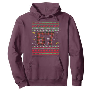 67 Christmas Red Plaid Hoodie Funny Six Seven Meme Holiday Vibes Graphic TS02 Maroon Print Your Wear