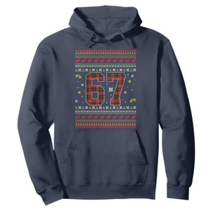67 Christmas Red Plaid Hoodie Funny Six Seven Meme Holiday Vibes Graphic TS02 Navy Print Your Wear