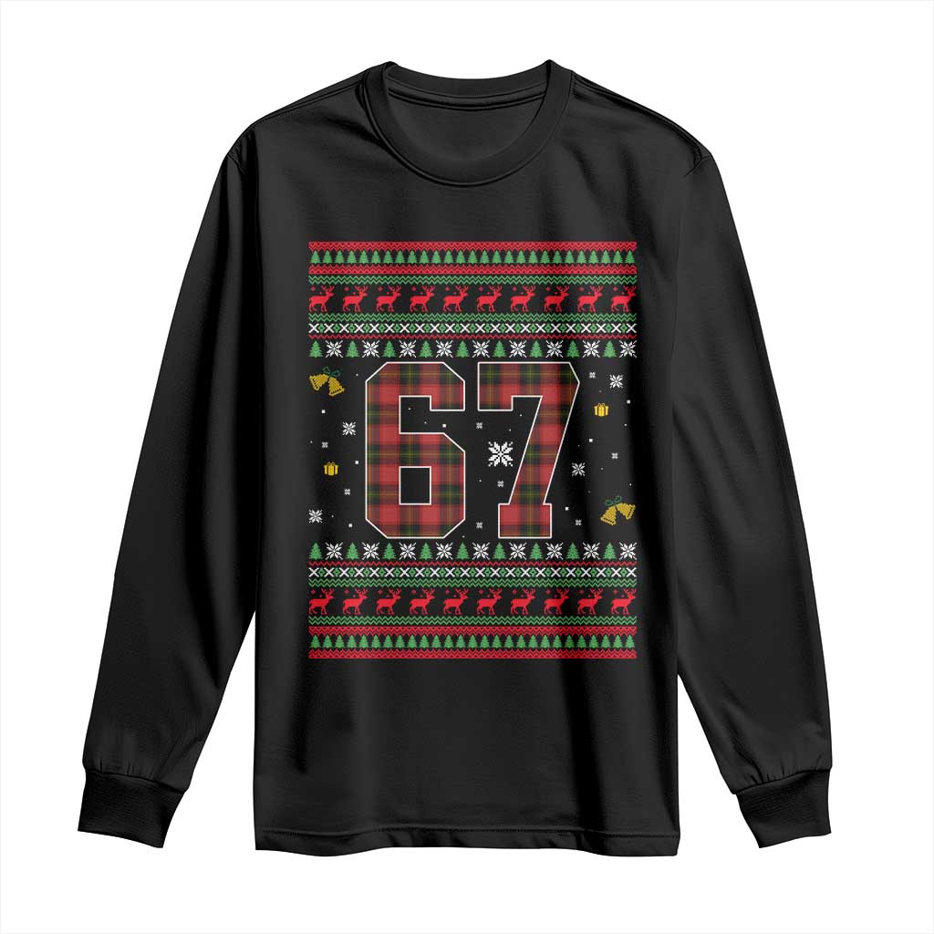67 Christmas Red Plaid Long Sleeve Shirt Funny Six Seven Meme Holiday Vibes Graphic TS02 Black Print Your Wear