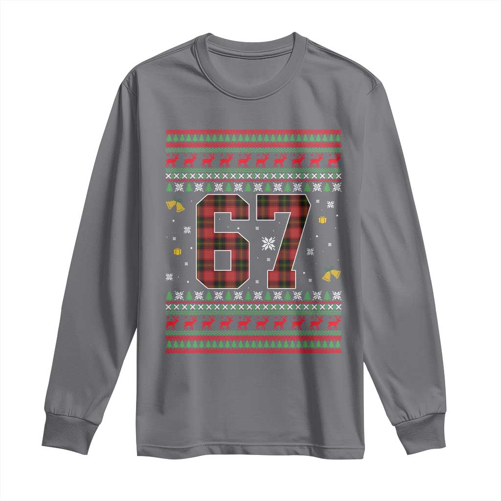 67 Christmas Red Plaid Long Sleeve Shirt Funny Six Seven Meme Holiday Vibes Graphic TS02 Charcoal Print Your Wear