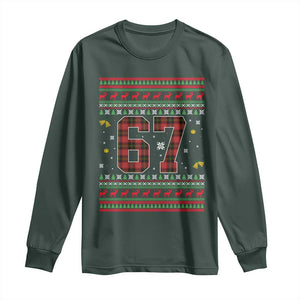 67 Christmas Red Plaid Long Sleeve Shirt Funny Six Seven Meme Holiday Vibes Graphic TS02 Dark Forest Green Print Your Wear