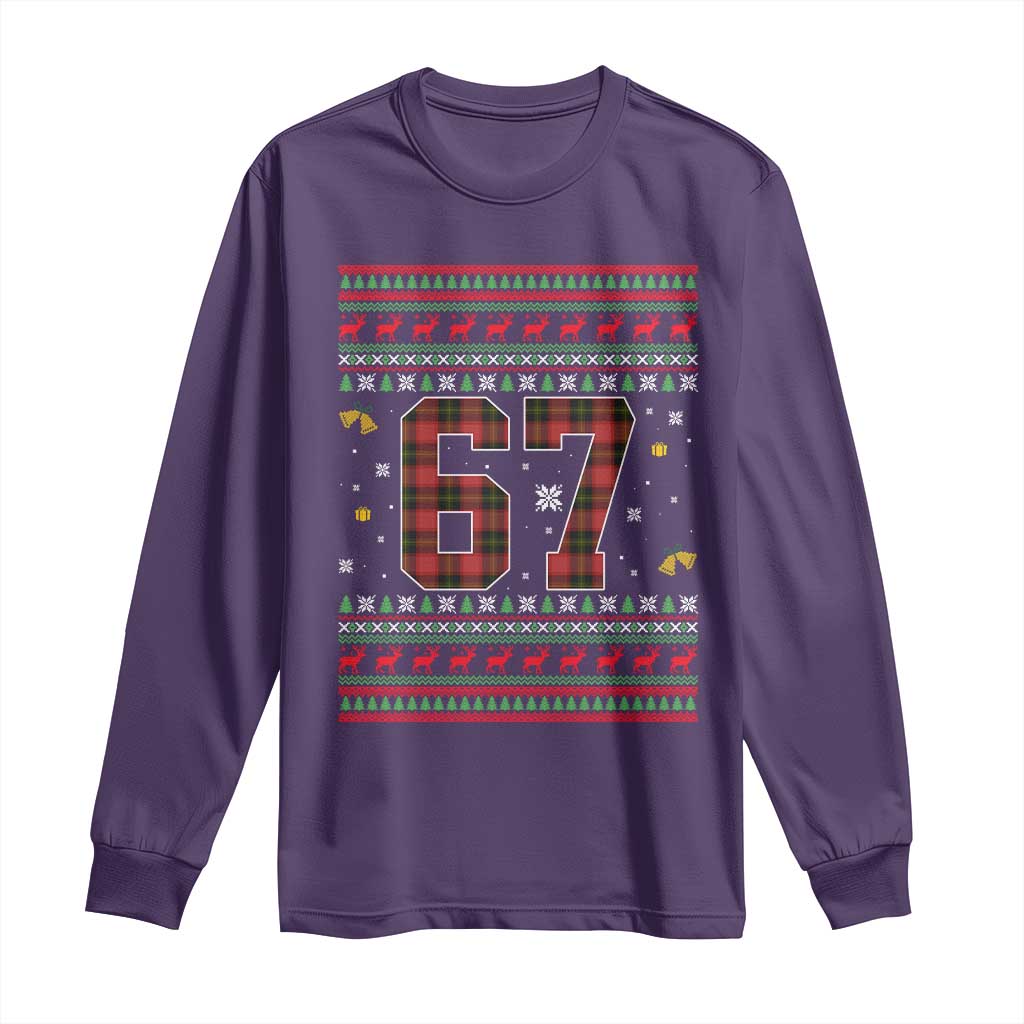 67 Christmas Red Plaid Long Sleeve Shirt Funny Six Seven Meme Holiday Vibes Graphic TS02 Purple Print Your Wear