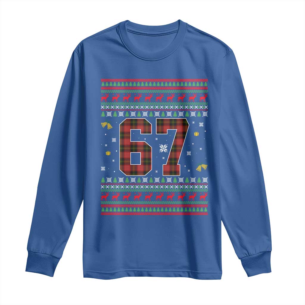 67 Christmas Red Plaid Long Sleeve Shirt Funny Six Seven Meme Holiday Vibes Graphic TS02 Royal Blue Print Your Wear