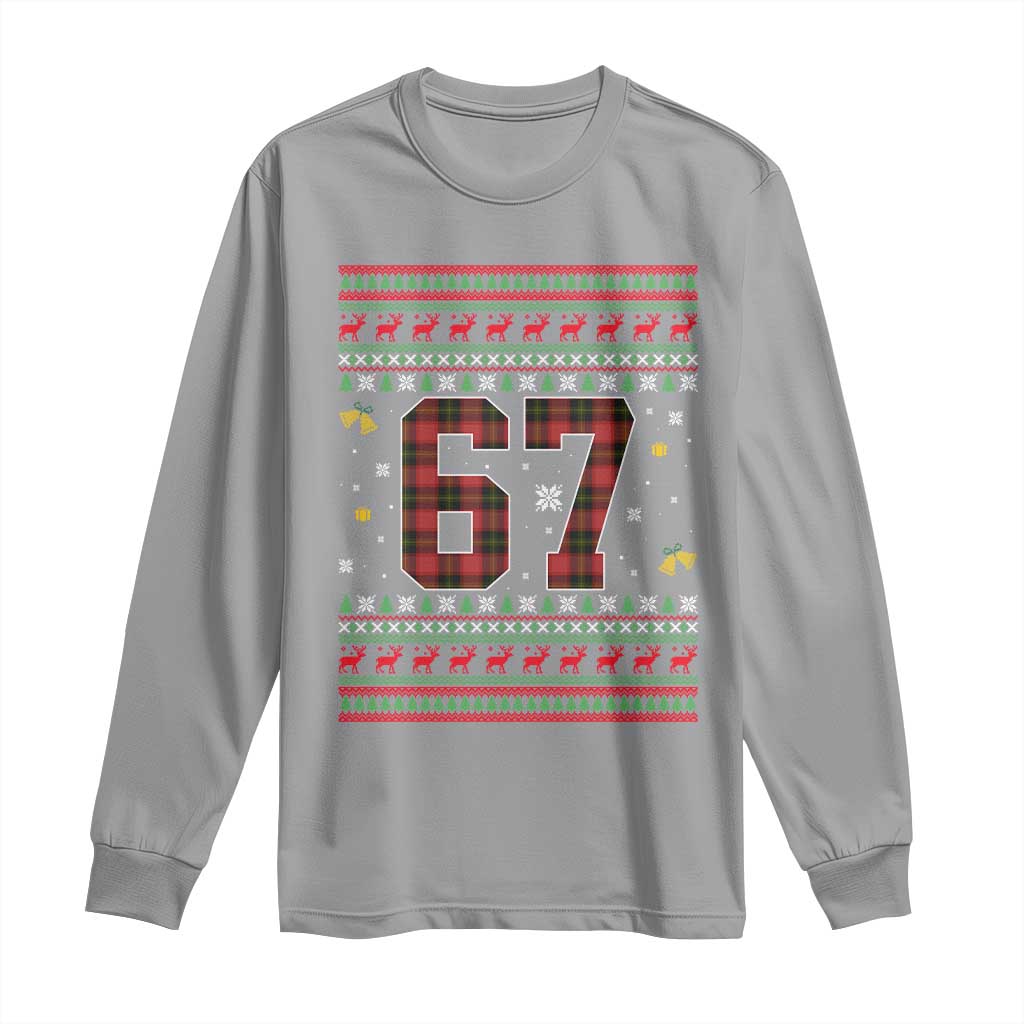 67 Christmas Red Plaid Long Sleeve Shirt Funny Six Seven Meme Holiday Vibes Graphic TS02 Sport Gray Print Your Wear