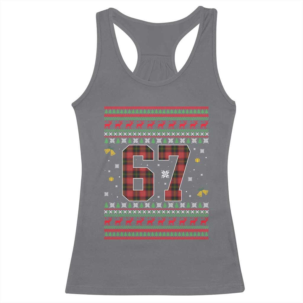 67 Christmas Red Plaid Racerback Tank Top Funny Six Seven Meme Holiday Vibes Graphic TS02 Charcoal Print Your Wear