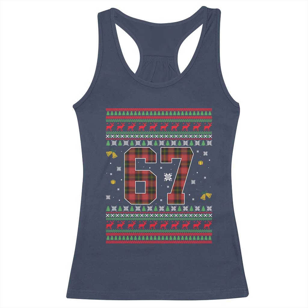 67 Christmas Red Plaid Racerback Tank Top Funny Six Seven Meme Holiday Vibes Graphic TS02 Navy Print Your Wear