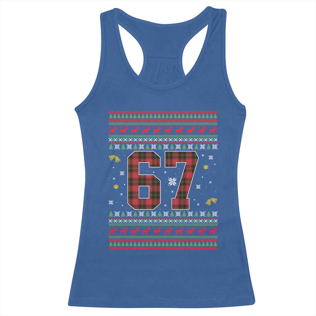 67 Christmas Red Plaid Racerback Tank Top Funny Six Seven Meme Holiday Vibes Graphic TS02 Royal Blue Print Your Wear