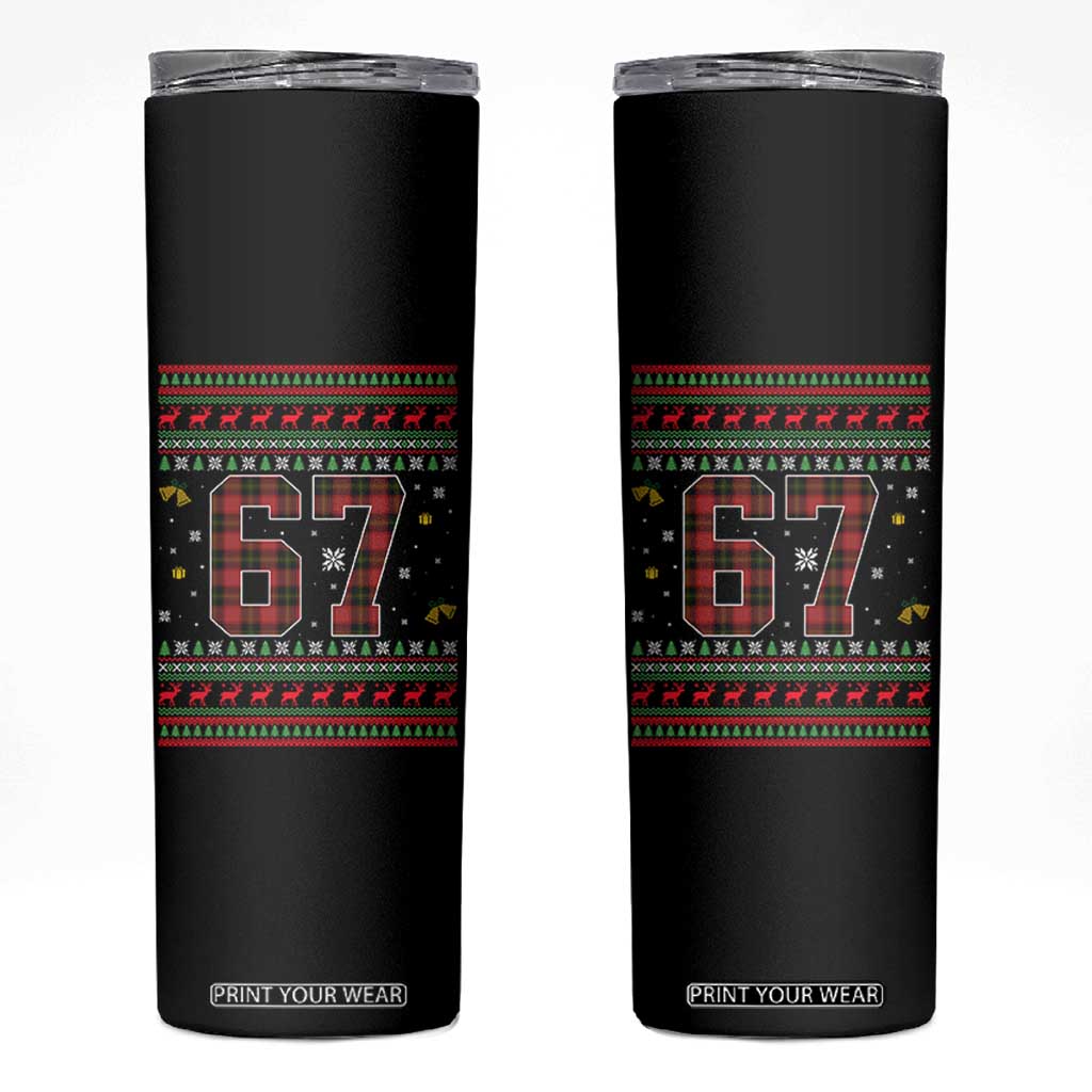 67 Christmas Red Plaid Skinny Tumbler Funny Six Seven Meme Holiday Vibes Graphic TS02 Black Print Your Wear