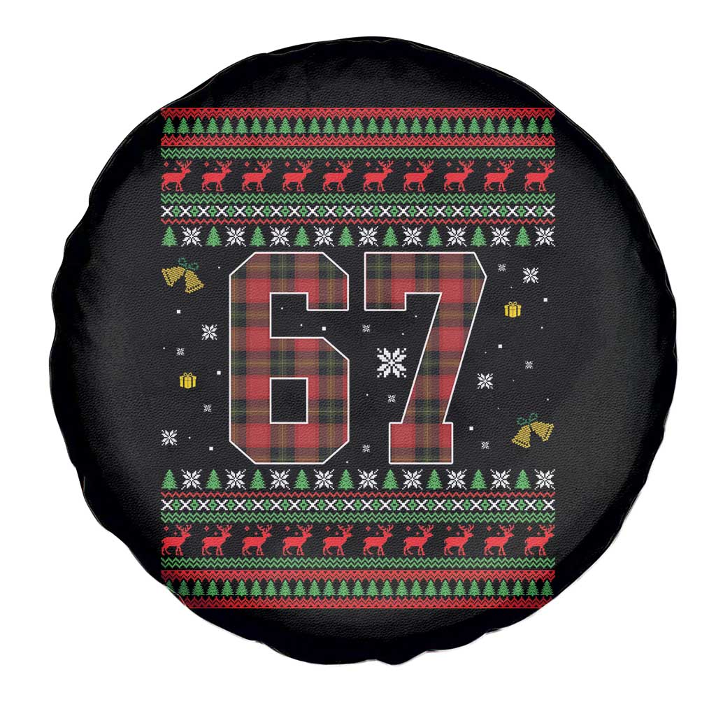 67 Christmas Red Plaid Spare Tire Cover Funny Six Seven Meme Holiday Vibes Graphic TS02 Print Your Wear