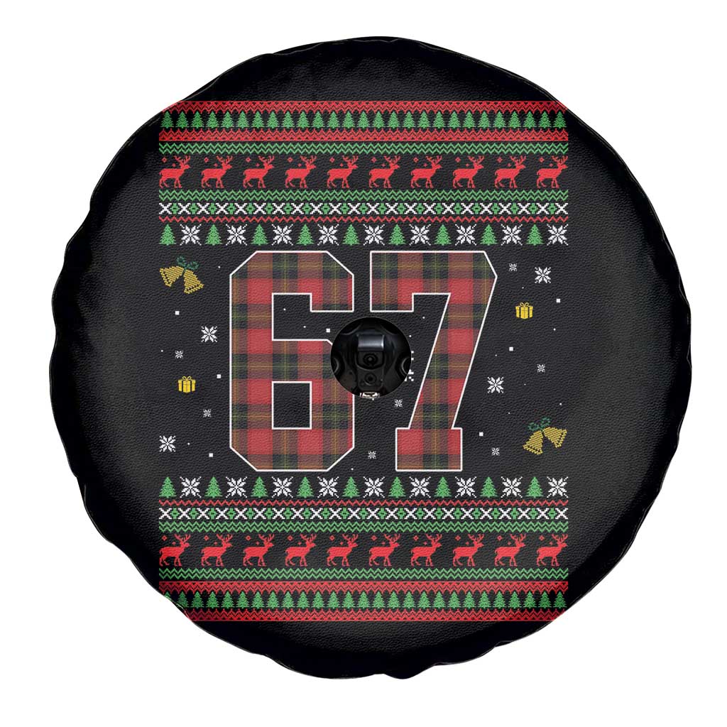 67 Christmas Red Plaid Spare Tire Cover Funny Six Seven Meme Holiday Vibes Graphic TS02 Print Your Wear