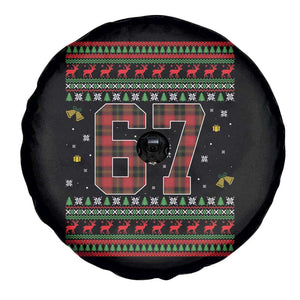 67 Christmas Red Plaid Spare Tire Cover Funny Six Seven Meme Holiday Vibes Graphic TS02 Print Your Wear