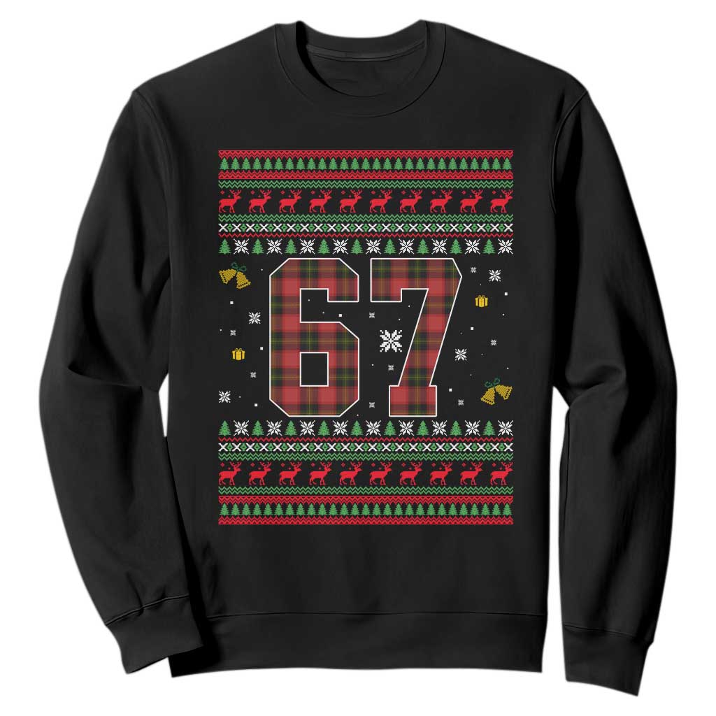 67 Christmas Red Plaid Sweatshirt Funny Six Seven Meme Holiday Vibes Graphic TS02 Black Print Your Wear