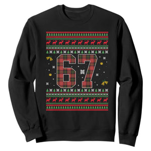67 Christmas Red Plaid Sweatshirt Funny Six Seven Meme Holiday Vibes Graphic TS02 Black Print Your Wear