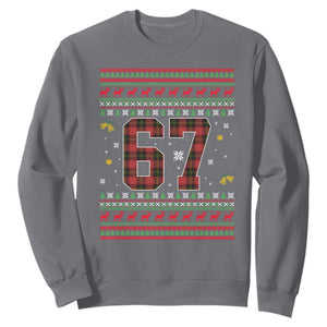 67 Christmas Red Plaid Sweatshirt Funny Six Seven Meme Holiday Vibes Graphic TS02 Charcoal Print Your Wear