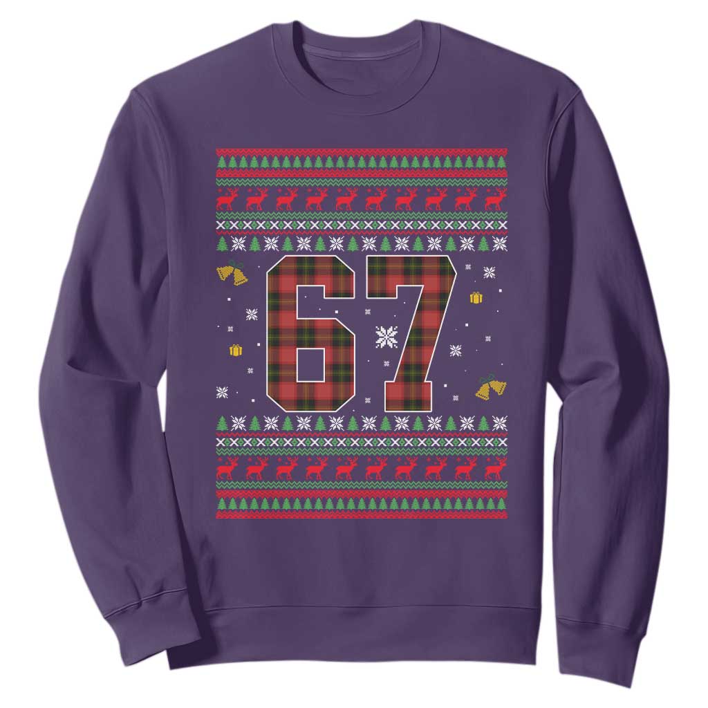 67 Christmas Red Plaid Sweatshirt Funny Six Seven Meme Holiday Vibes Graphic TS02 Purple Print Your Wear