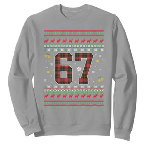 67 Christmas Red Plaid Sweatshirt Funny Six Seven Meme Holiday Vibes Graphic TS02 Sport Gray Print Your Wear