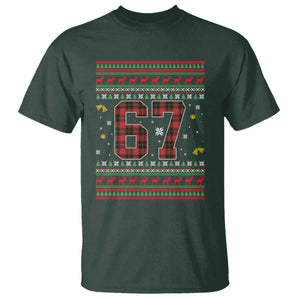 67 Christmas Red Plaid T Shirt Funny Six Seven Meme Holiday Vibes Graphic TS02 Dark Forest Green Print Your Wear
