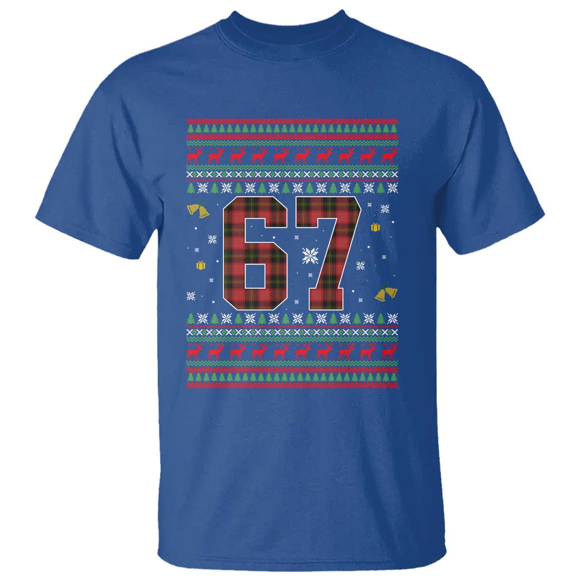 67 Christmas Red Plaid T Shirt Funny Six Seven Meme Holiday Vibes Graphic TS02 Royal Blue Print Your Wear