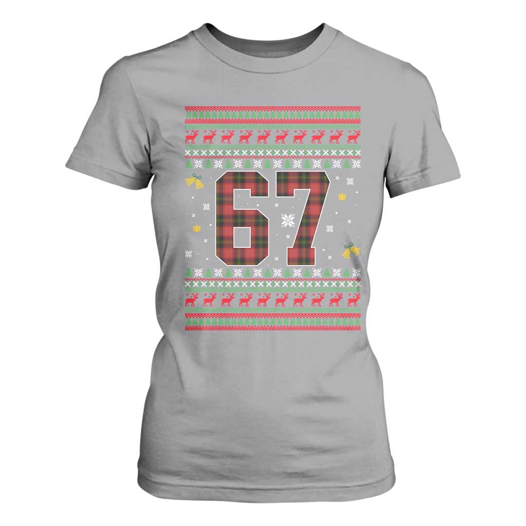 67 Christmas Red Plaid T Shirt For Women Funny Six Seven Meme Holiday Vibes Graphic TS02 Sport Gray Print Your Wear