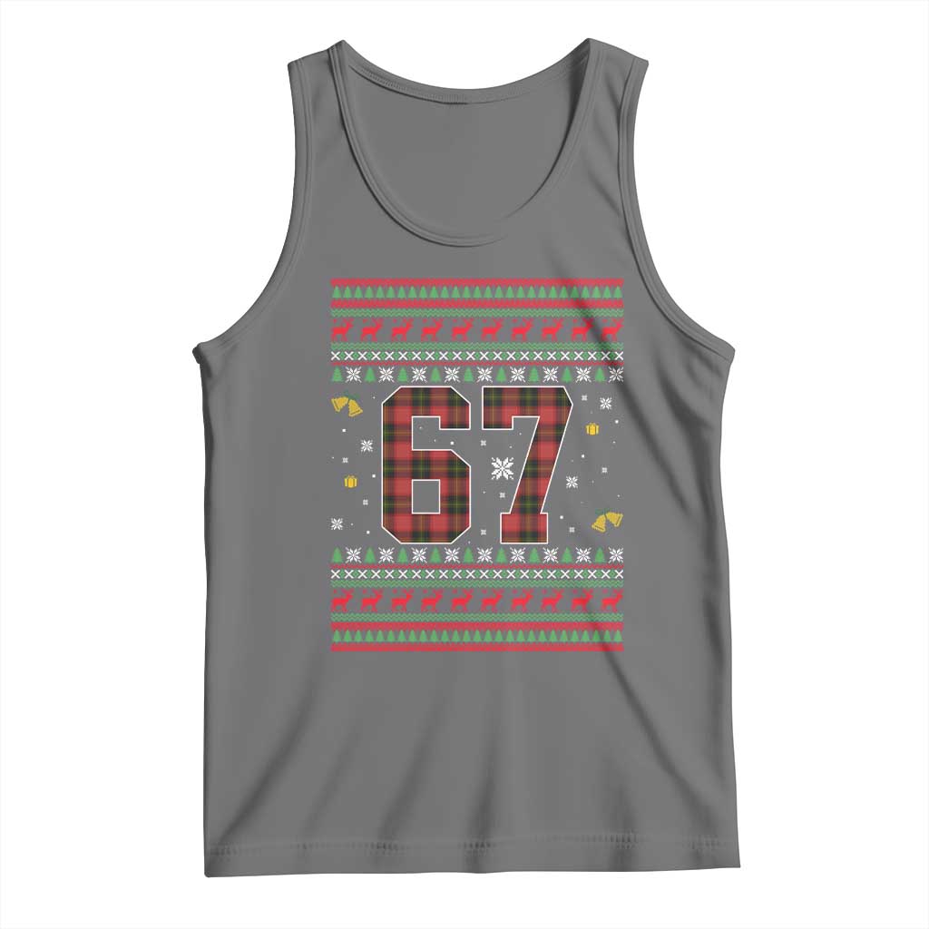 67 Christmas Red Plaid Tank Top Funny Six Seven Meme Holiday Vibes Graphic TS02 Black Heather Print Your Wear