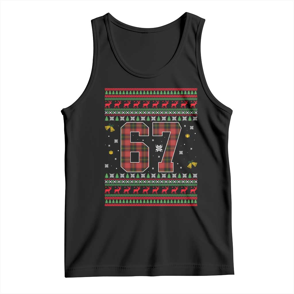 67 Christmas Red Plaid Tank Top Funny Six Seven Meme Holiday Vibes Graphic TS02 Black Print Your Wear