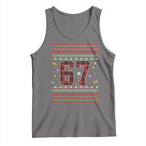 67 Christmas Red Plaid Tank Top Funny Six Seven Meme Holiday Vibes Graphic TS02 Deep Heather Print Your Wear