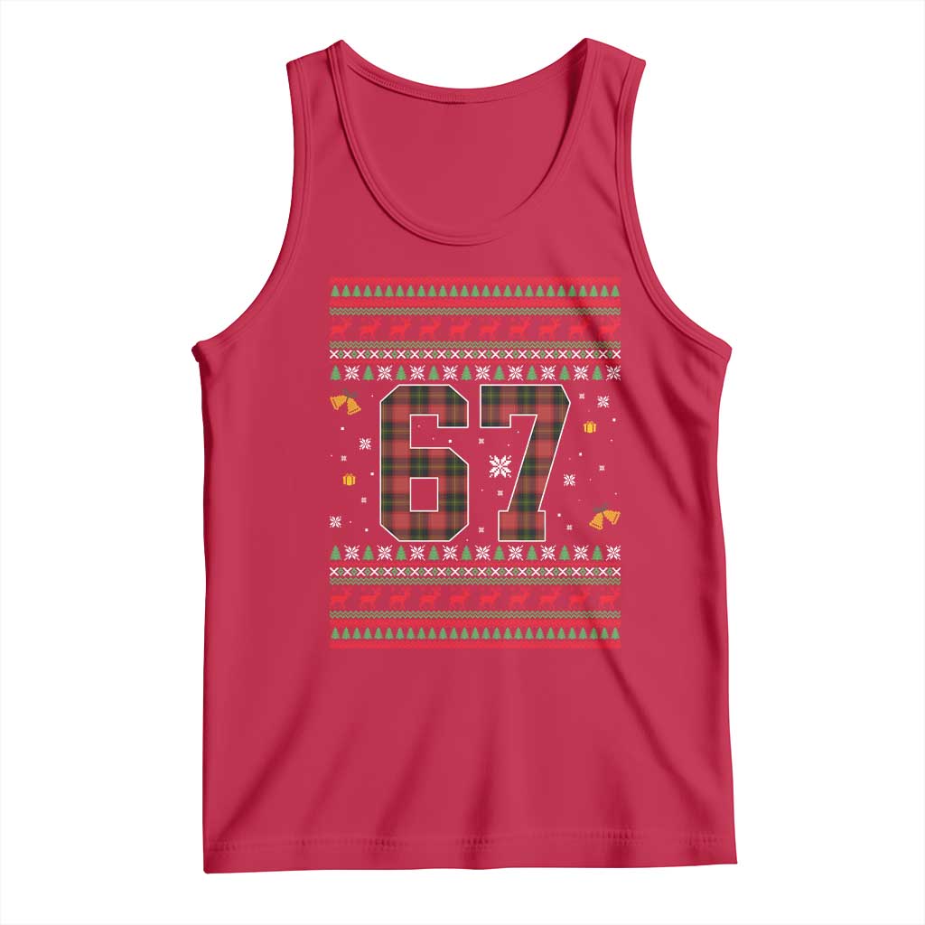 67 Christmas Red Plaid Tank Top Funny Six Seven Meme Holiday Vibes Graphic TS02 Red Print Your Wear
