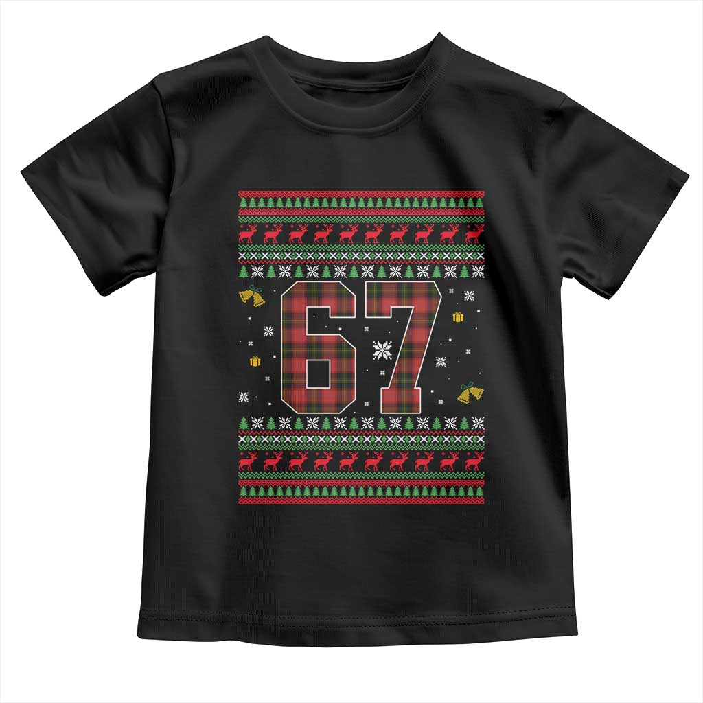 67 Christmas Red Plaid Toddler T Shirt Funny Six Seven Meme Holiday Vibes Graphic TS02 Black Print Your Wear