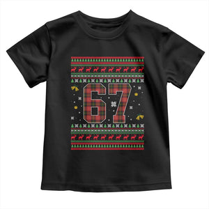 67 Christmas Red Plaid Toddler T Shirt Funny Six Seven Meme Holiday Vibes Graphic TS02 Black Print Your Wear