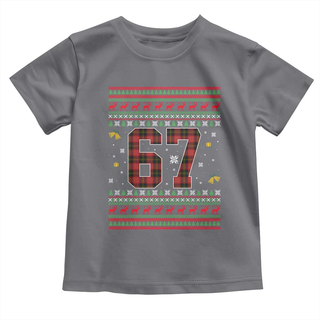 67 Christmas Red Plaid Toddler T Shirt Funny Six Seven Meme Holiday Vibes Graphic TS02 Charcoal Print Your Wear