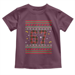 67 Christmas Red Plaid Toddler T Shirt Funny Six Seven Meme Holiday Vibes Graphic TS02 Maroon Print Your Wear