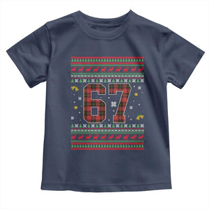 67 Christmas Red Plaid Toddler T Shirt Funny Six Seven Meme Holiday Vibes Graphic TS02 Navy Print Your Wear