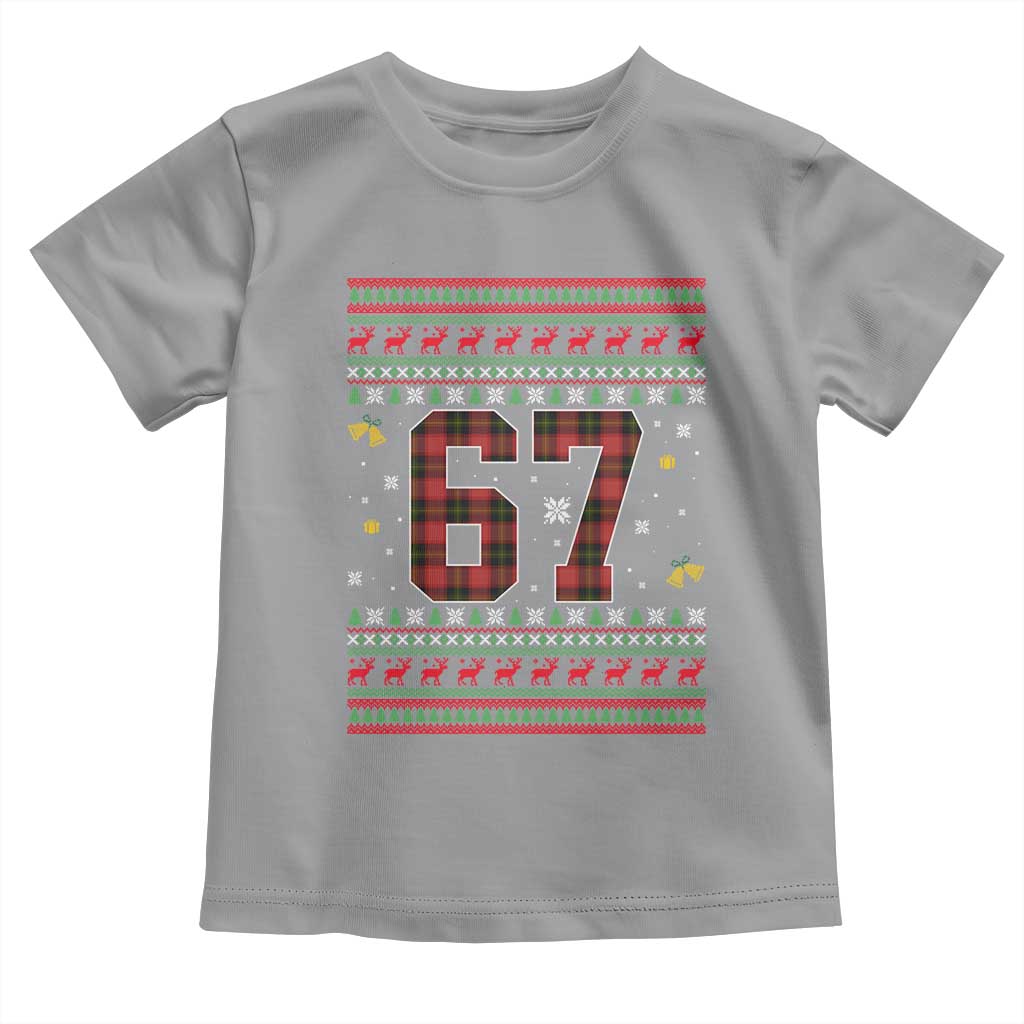 67 Christmas Red Plaid Toddler T Shirt Funny Six Seven Meme Holiday Vibes Graphic TS02 Sport Gray Print Your Wear